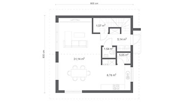 Projekt ERDOL 102 PLUS - Kalenica prostopadle - Rzut parteru
