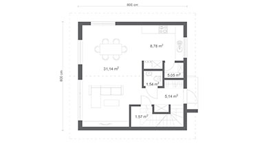 Projekt ERDOL 102 PLUS - Kalenica prostopadle - Rzut parteru