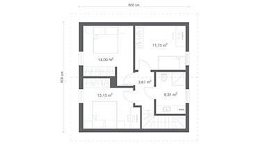 Projekt ERDOL 102 PLUS - Kalenica prostopadle - Rzut poddasza