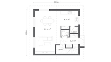 Projekt ERDOL 102 PLUS - Kalenica równolegle - Rzut parteru