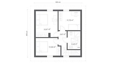 Projekt ERDOL 102 PLUS - Kalenica równolegle - Rzut poddasza