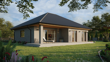 Projekt ERDOL 104 - Wersja prawa (salon po prawej stronie) - Rozwierno uchylne + FIX - Bez styropianu, siatki, kleju - Winchester - Bez instalacji fotowoltaicznej