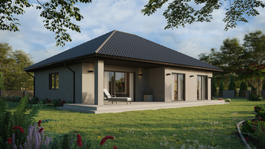 Projekt ERDOL 104 - Wersja prawa (salon po prawej stronie) - Przesuwne Smart Slide - Bez styropianu, siatki, kleju - Antracyt - Bez instalacji fotowoltaicznej