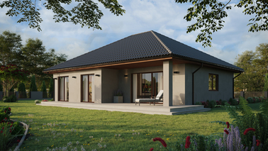 Projekt ERDOL 104 - Wersja lewa (salon po lewej stronie) - Przesuwne Smart Slide - Bez styropianu, siatki, kleju - Orzech - Bez instalacji fotowoltaicznej