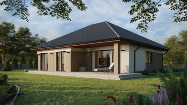 Projekt ERDOL 104 - Wersja lewa (salon po lewej stronie) - Przesuwne Smart Slide - Styropian, siatka, klej - Orzech - Bez instalacji fotowoltaicznej