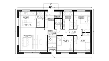 Projekt ERDOL 124 - Wersja prawa (salon po prawej stronie) - Układ A - Trzy pokoje + klatka schodowa - Rzut parteru