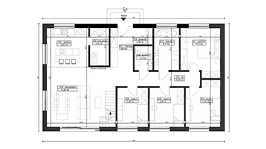 Projekt ERDOL 124 - Wersja prawa (salon po prawej stronie) - Układ A - Cztery pokoje, schody w salonie - Rzut parteru