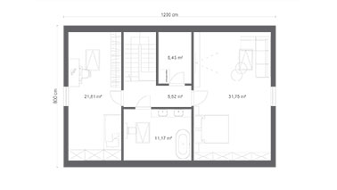 Projekt ERDOL 2 XL PLUS - Rzut poddasza